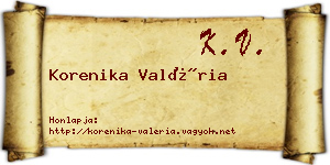 Korenika Valéria névjegykártya